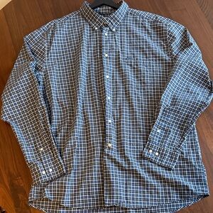 Barbour Navy and White Plaid Button Down Shirt - XXL